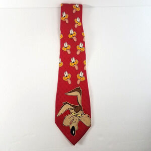 VTG 1996 Wile E Coyote Warner Brothers Six Flags Exclusive Necktie Tie Silk